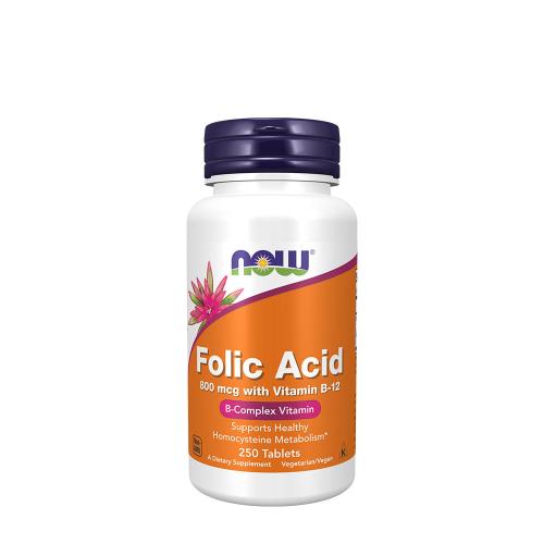 Now Foods Folic Acid 800mcg + B-12 25mcg (250 Comprimate)