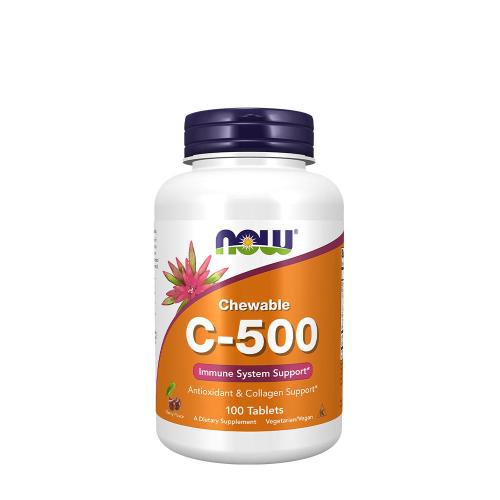 Now Foods Vitamin C-500 Chewable (100 Comprimate de Supt, Cireșe și Fructe de Pădure)