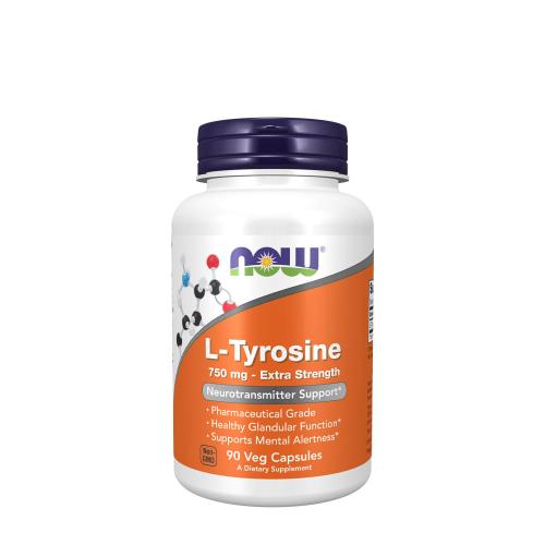 Now Foods L-Tyrosine 750 mg, Extra Strength (90 Capsule Vegetale)