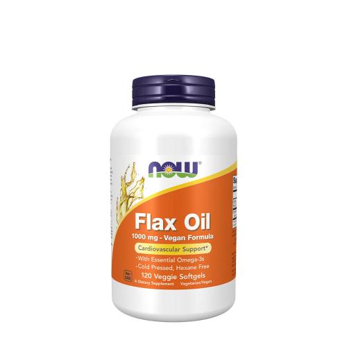 Now Foods Ulei de in 1000 mg Vegan Formula 1000 mg - Flax Oil 1000 mg Vegan Formula (120 Veggie Capsule moi, Alb-roz)