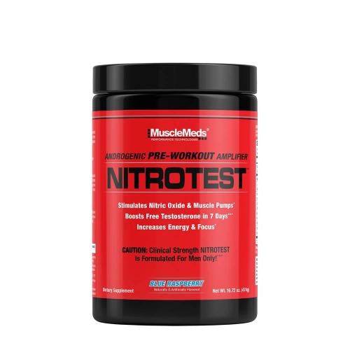 MuscleMeds Nitrotest - 2 in 1 Pre-Workout + Test Booster (474 g, Zmeură Albastră)