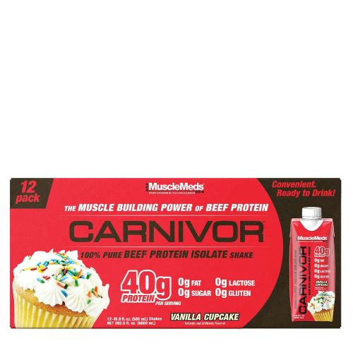 MuscleMeds Carnivor RTD Beef Protein Shake (12 Pachet, Prăjitură cu Vanilie)