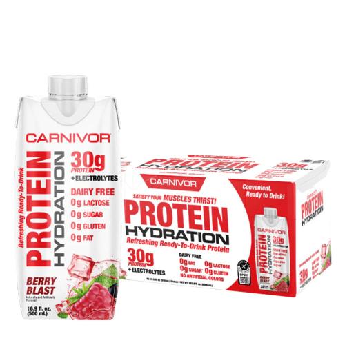 MuscleMeds Carnivor RTD Beef Protein Shake (12 Pachet, Explozie Fructe de Pădure)