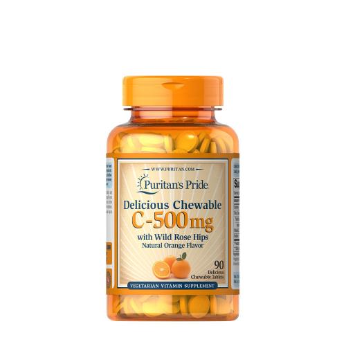 Puritan's Pride Vitamin C-500 mg with Rose Hips (90 Comprimate masticabile)
