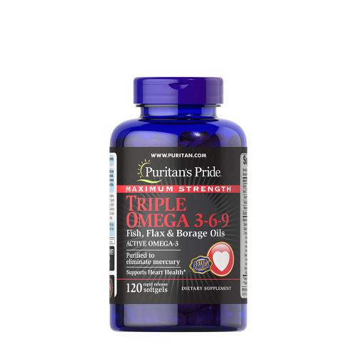 Puritan's Pride Maximum Strength Triple Omega 3-6-9 Fish,Flax & Borage Oil  (120 Capsule moi)