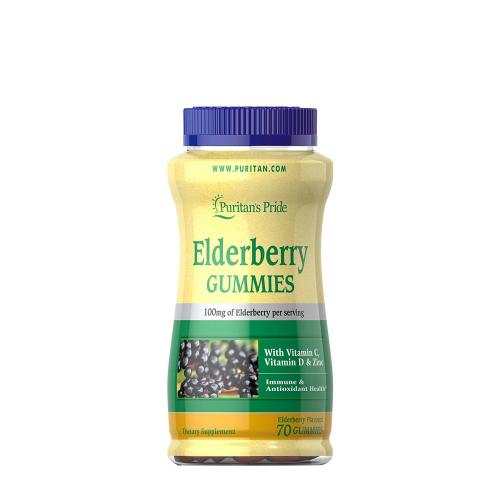 Puritan's Pride Elderberry Gummies with Vitamin C, D & Zinc (70 Jeleuri, Soc)