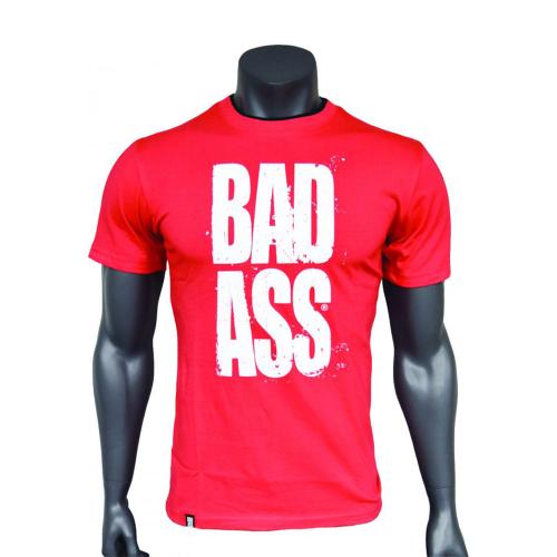 FA - Fitness Authority T-Shirt Double Neck Bad Ass  (M, Alb & Roșu)