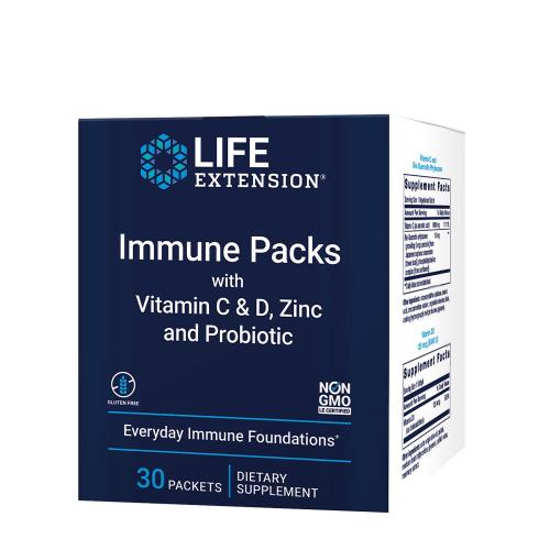 Life Extension Immune Packs with Vitamin C & D, Zinc and Probiotic (30 Pachet)