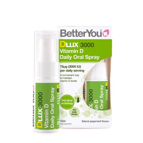 BetterYou Dlux Daily Vitamin D 3000 IU Oral Spray  (15 ml, Mentă Piperată Naturală)