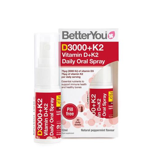 BetterYou Dlux+ Vitamin D+K2 Daily Oral Spray  (12 ml, Mentă Piperată Naturală)