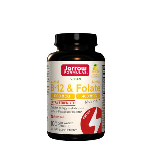 Jarrow Formulas Methyl B-12 & Methyl Folate 400 mcg (100 Comprimate masticabile, Lămâie)