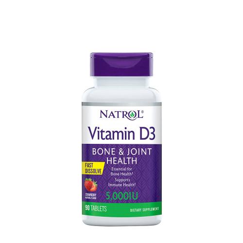 Natrol Vitamin D3 Fast Dissolve 5000 IU (90 Comprimate masticabile, Căpșuni)
