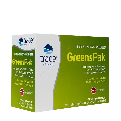 Trace Minerals Greens Pak (30 Pachet, Fructe de pădure)