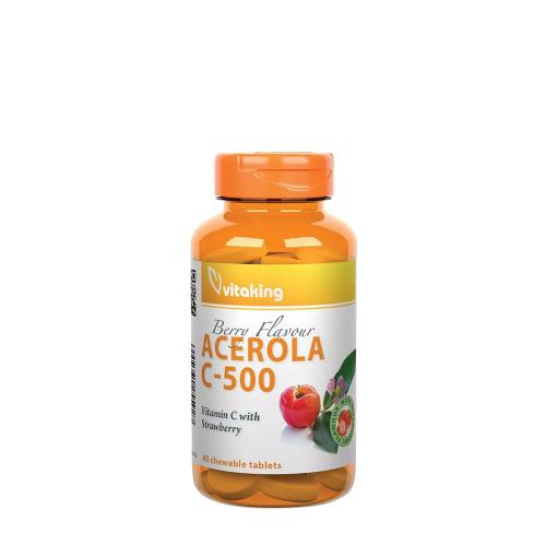 Vitaking Vitamin C-500 Acerola Raspberry (40 Comprimate masticabile, Căpșuni)