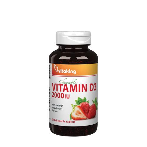 Vitaking Vitamin D3 2000 IU Chewable (210 Comprimate masticabile, Căpșuni)