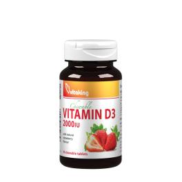   Vitaking Vitamin D3 2000 IU  (90 Comprimate de Supt, Căpșuni)