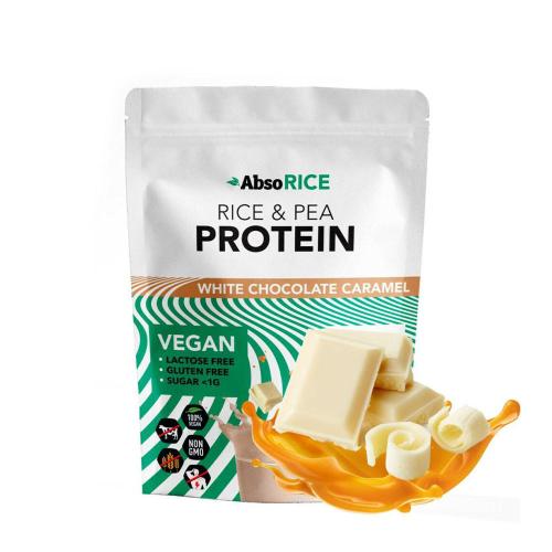 AbsoRICE Rice & Pea Protein - Vegan Protein Powder (500 g, Ciocolată albă-caramel)