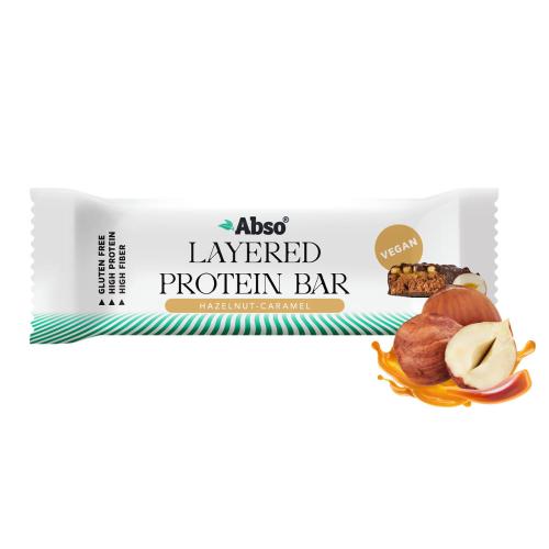 AbsoRICE AbsoBAR Layered Protein Bar - Vegan Protein Bar (50 g, Cu Cremă de Arahide și Caramel)