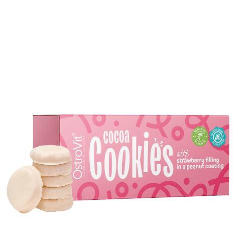 OstroVit Fursecuri de cacao cu umplutură de căpșuni într-un strat de arahide - Cocoa cookies with strawberry filling in a peanut coating (128 g)