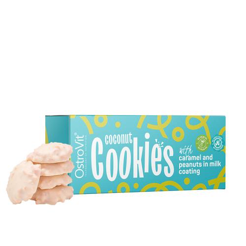 OstroVit Biscuiți de nucă de cocos cu caramel și alune cu o glazură de lapte - Coconut Cookies with caramel and peanuts with a milk glaze (100 g)