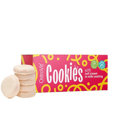 OstroVit Fursecuri cu cremă de arahide și glazură de lapte - Cookies peanut cream & milk glaze (128 g)