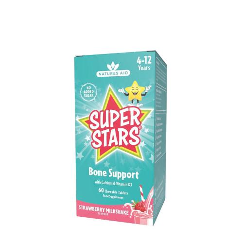 Natures Aid Super Stars Bone Support - Strawberry Milkshake Flavor (60 Comprimate masticabile)