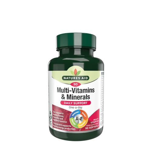 Natures Aid Multi-Vitamine și minerale (cu fier) - Multi-Vitamins & Minerals (with Iron) (90 Capsule moi)