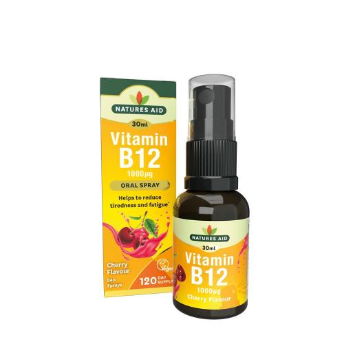 Natures Aid Vitamina B12 Spray oral zilnic - Vitamin B12 Daily Oral Spray (30 ml, Cireșe)