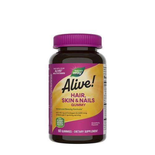 Natures Way Alive!® Hair, Skin & Nails Gummies (60 Jeleuri, Căpșuni)