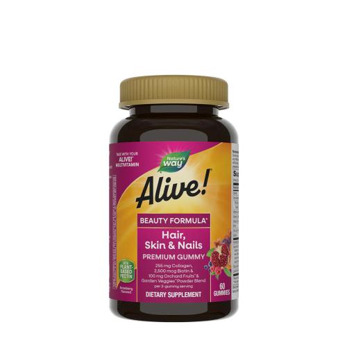 Nature's Way Alive!® Hair, Skin & Nails Gummies (60 Jeleuri, Căpșuni)