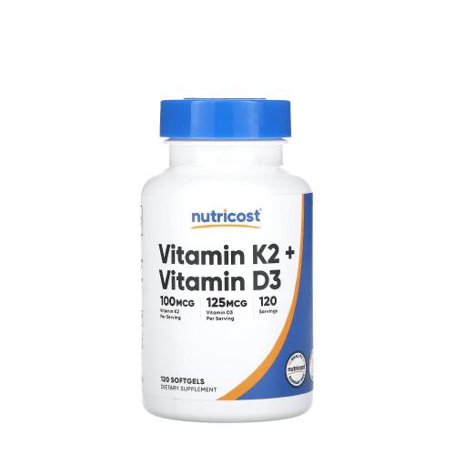 Nutricost Vitamin K2 (MK7) (100 mcg) + Vitamin D3 (5000 IU) (120 Capsule moi)