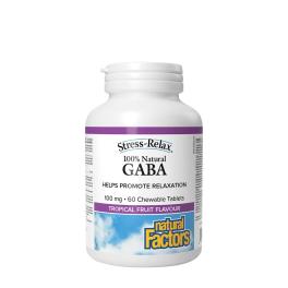   Natural Factors 100% Natural GABA 100 mg (60 Comprimate masticabile, Fructe Tropicale)