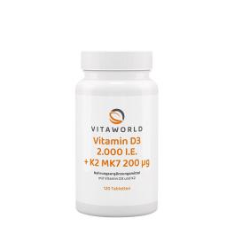   Vitaworld Vitamin D3 2000 IU + K2 MK7 200 mcg (120 Comprimate)