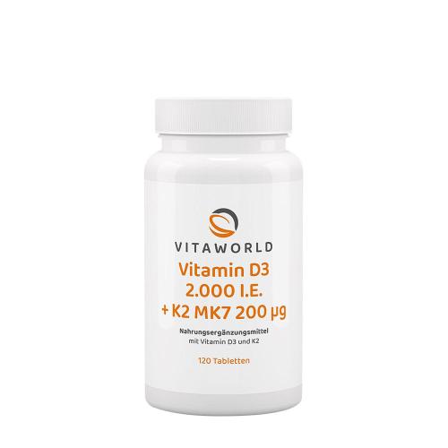 Vitaworld Vitamin D3 2000 IU + K2 MK7 200 mcg (120 Comprimate)