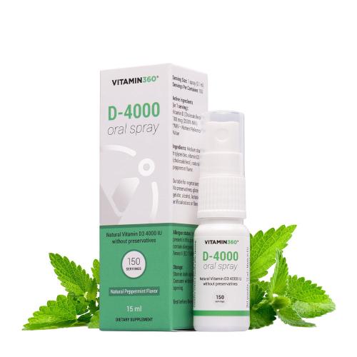 Vitamin360 D-4000 Oral Spray (15 ml, Mentă Piperată Naturală)