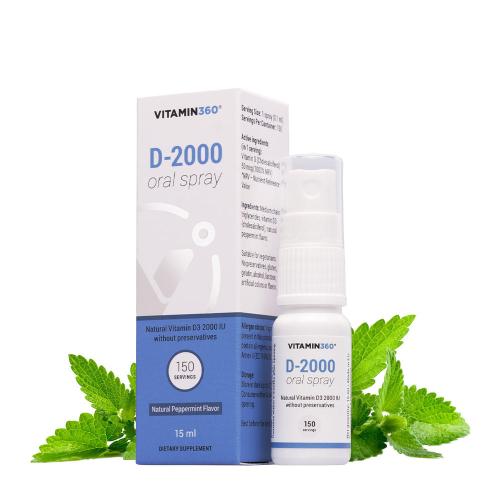 Vitamin360 D-2000 Oral Spray (15 ml, Mentă Piperată Naturală)