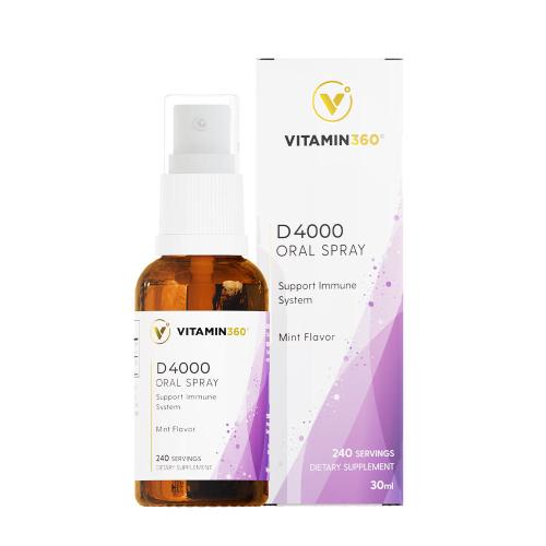 Vitamin360 D4000 IU Oral Spray (30 ml, Aromă de mentă)